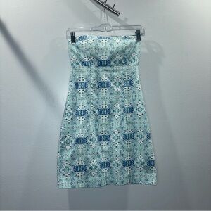 Kaeli Smith Mediterranean Blue Strapless Preppy Dress Size 2 – Made in USA